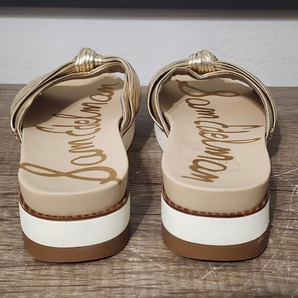 Sam Edelman Adriel Knotted Platform Slides Sandals Shoes Size 9.5 Gold - Picture 4 of 9